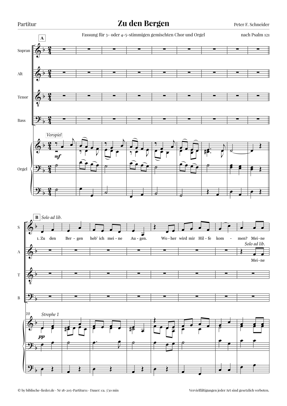 Zu den Bergen (1) · Fassung für gemischten Chor